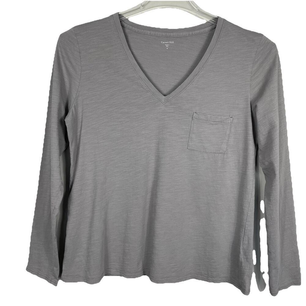 Garnet Hill Organic Cotton T Shirt Top Size M Rosy Gray Basic Capsule Casual